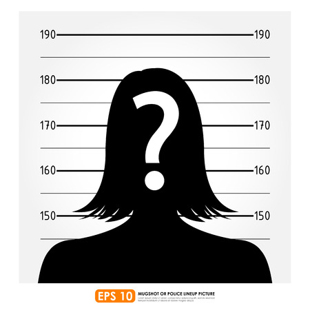 Police lineup or mugshot of anonymous female silhouetteのイラスト素材