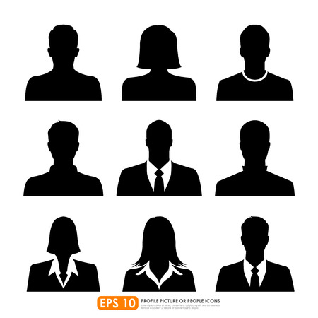 Avatar profile picture icon set including male, female   businesspeople on white background