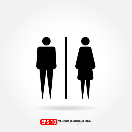 Toilet sign - male & female icons as toilet or restroom sign on white backgroundのイラスト素材