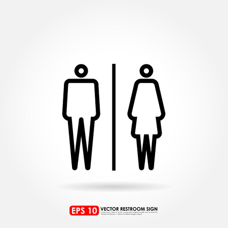 Toilet sign - male & female outline icons as toilet or restroom sign on white backgroundのイラスト素材