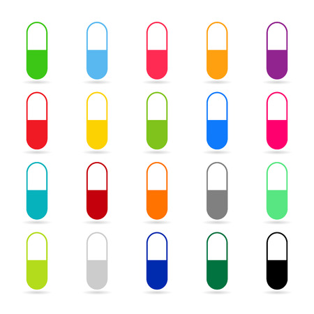 Medicines - pill or capsule vector icon set on white backgroundのイラスト素材