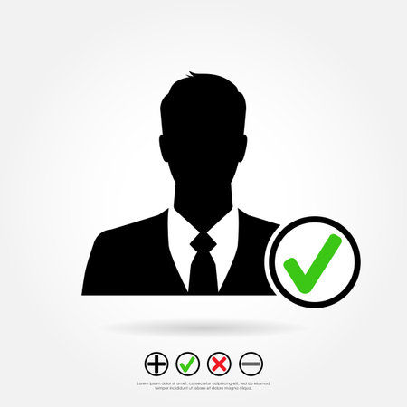 Businessman icon with check mark - including set of other symbolsのイラスト素材