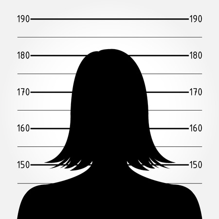 Silhouette of  anonymous woman in mugshot or police lineupのイラスト素材