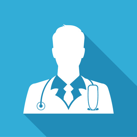 Doctor icon on blue backgroundのイラスト素材
