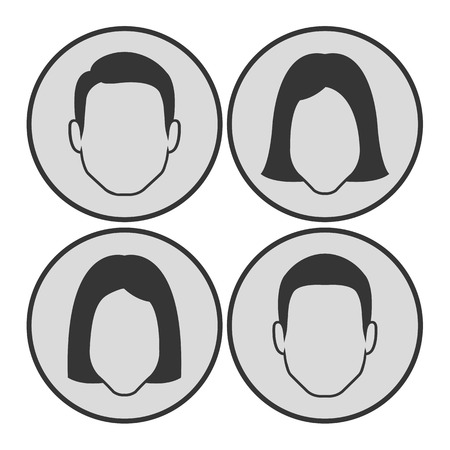 Faceless heads of male & female icons as avatarsのイラスト素材