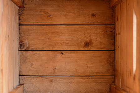 Wood background - inside of empty wood crate (or box)の写真素材