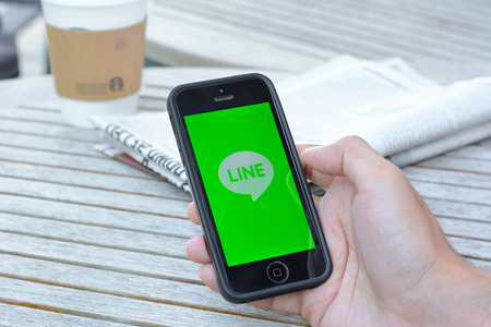 Line application on iphone , Line is one of famous social network application from Japan.のeditorial素材