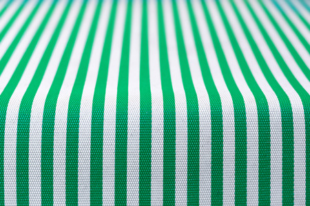 White and green striped tableclothの写真素材