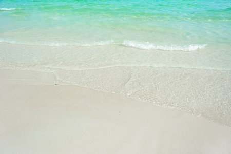 White sand beach with crystal clear sea waterの写真素材