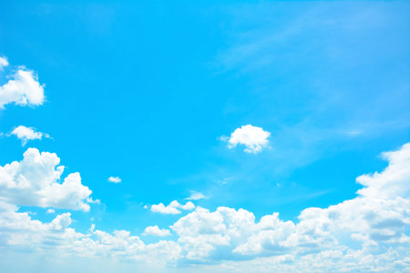 Bright summer blue sky as backgroundの写真素材