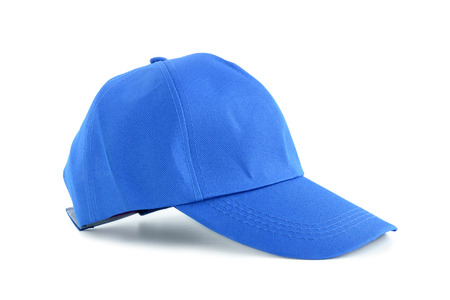 Blue cap isolated on white backgroundの写真素材