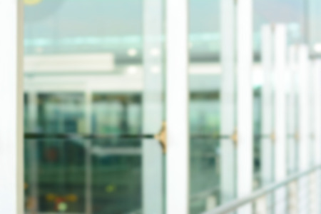 Blurred corridor glass wall for backgroundの写真素材