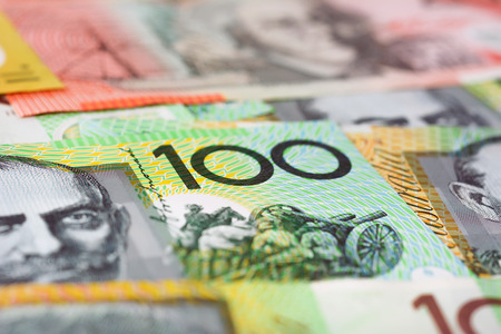 Close up of 100 Australian dollar (AUD) banknote