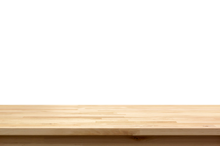 Wood table top isolated on white background - can be used for display or montage your products