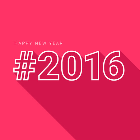 HAPPY NEW YEAR #2016 with hashtag signのイラスト素材