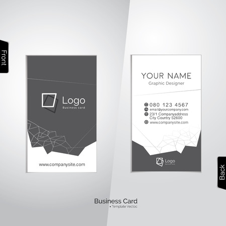 Modern white and gray vertical business card with abstract line polygons -  templateのイラスト素材