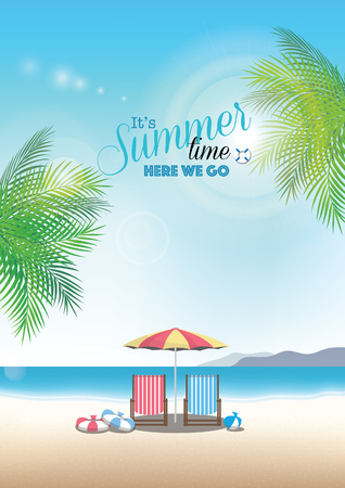 Summer beach vector backgroundのイラスト素材