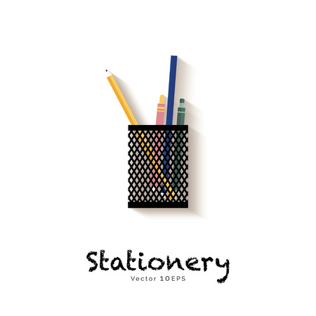 Stationery in pen holder - vector iconのイラスト素材