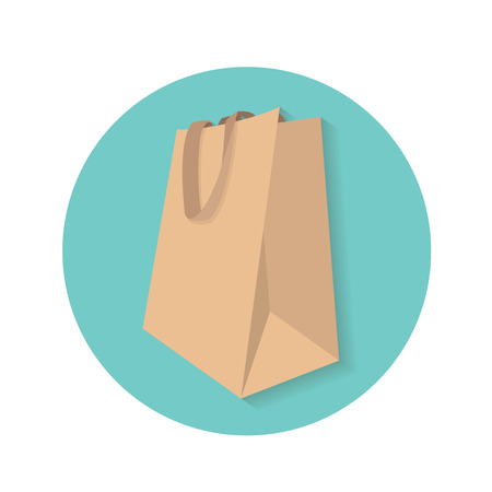 Reusable paper shopping bag vector icon on light green circleのイラスト素材