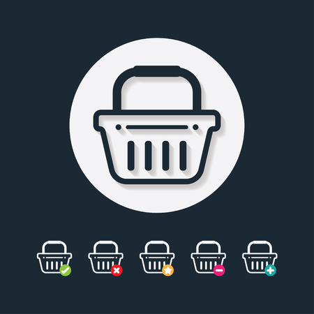 Shopping basket icon set with buy, add, remove and favorite signsのイラスト素材
