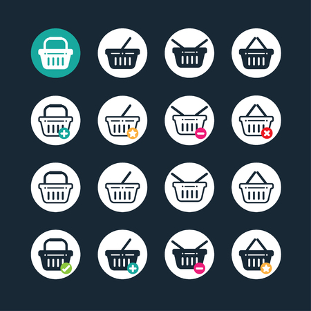Shopping basket icon set with buy, add, remove and favorite signsのイラスト素材