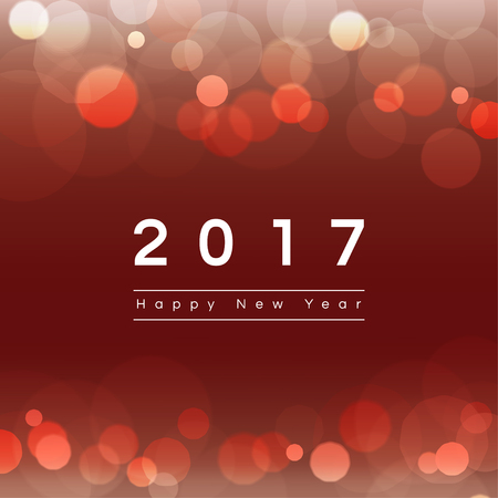 2017 Happy New Year text on bokeh red abstract backgroundのイラスト素材
