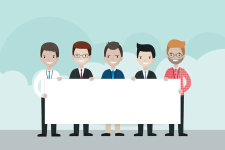 Cartoon businessmen  holding empty board - illustration vectorのイラスト素材
