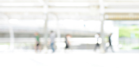 Blur image of covered walkway with people in the city - abstract background, 16:9 proportionの写真素材