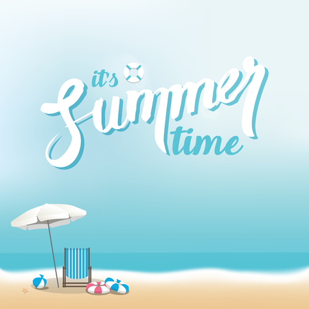 Summer beach vector background with space for texts - light blue themeのイラスト素材
