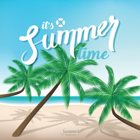 Coconut trees at the beach - summer time background conceptのイラスト素材