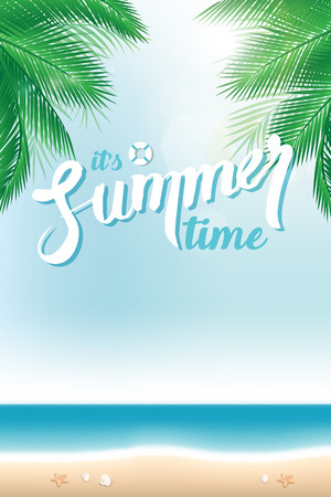 Summer beach vector background with space for textsのイラスト素材