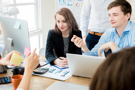 Group of business people discussing work in the officeの写真素材