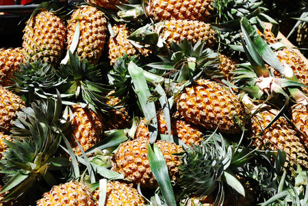 Pineapples at a market のeditorial素材
