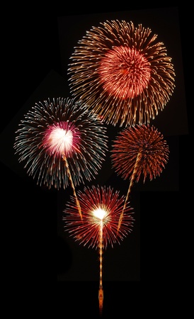 fireworks against a black sky の写真素材