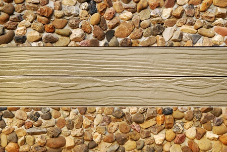 stone wall with wood between の写真素材