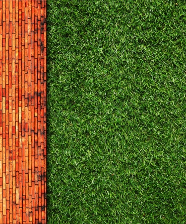 Wall Background on green grassの写真素材