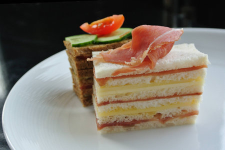 Ham and cheese sandwichの写真素材