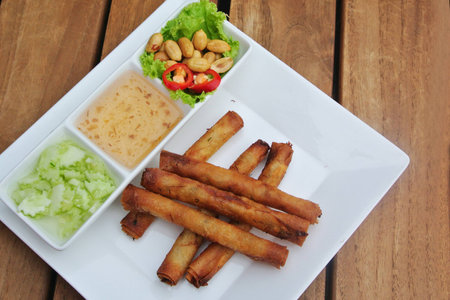 Fried spring rolls, Thai foodの写真素材
