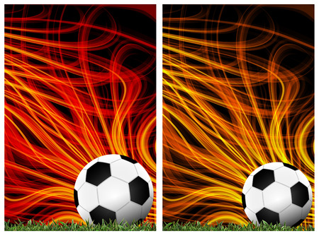 Football in green grass with background colorfulの写真素材