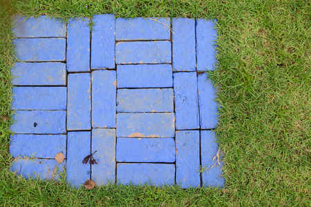 Colorful block walkway in the gardenの写真素材