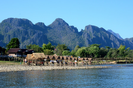 Song river at Vang Vieng, Laosの写真素材