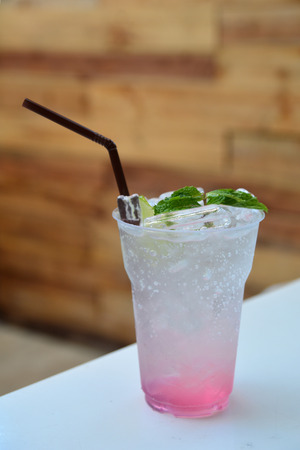 Strawberry soda , Summer beverageの写真素材