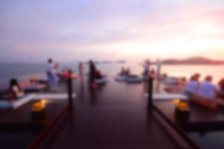 Abstract blur People watching sunsetの写真素材