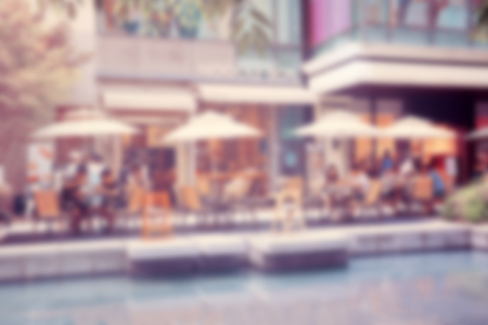 People in shopping mall blur image, vintage colorの写真素材