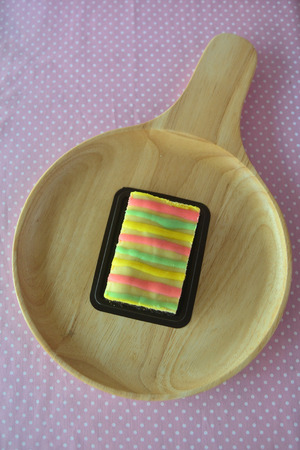 Homemade Cheesecake Brownie  with rainbow colorの写真素材