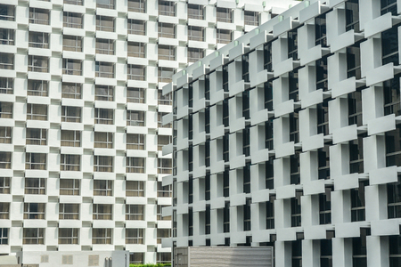 Close up of Modern business building, concept of architecture abstract backgroundの写真素材