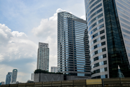 Bangkok, Thailand -October 25, 2018 : Building office of Sathorn business center city in bangkok.のeditorial素材