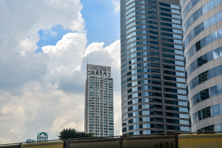 Close up of Modern business building, concept of architecture abstract backgroundの写真素材