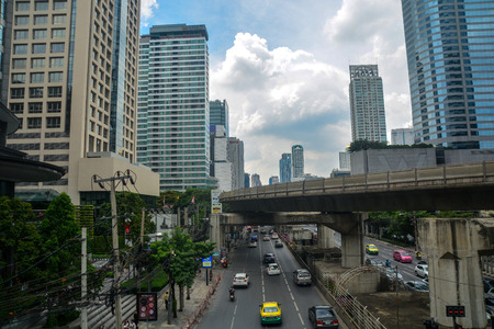 Bangkok, Thailand -October 25, 2018 : Building office of Sathorn business center city in bangkok.のeditorial素材