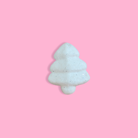 White glitter Christmas tree on pink background for new year and christmas background, Minimal Conceptの写真素材